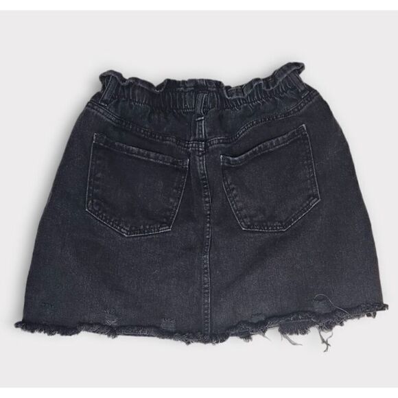 Youth Girls Zara Kids Paper Bag Distressed Black Denim Jean Skirt - Sz 11/12 - Picture 2 of 3